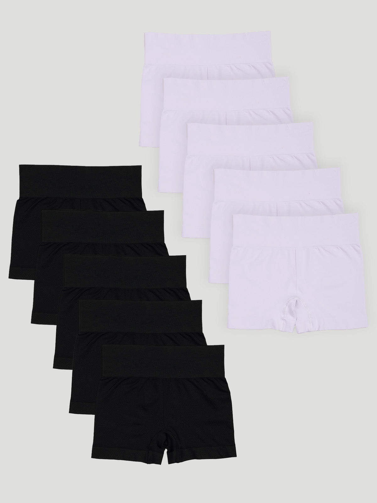 Kit com 10 Calcinhas Boxer Modeladora Sem Costura Premium (5 Branco e 5 Preto)