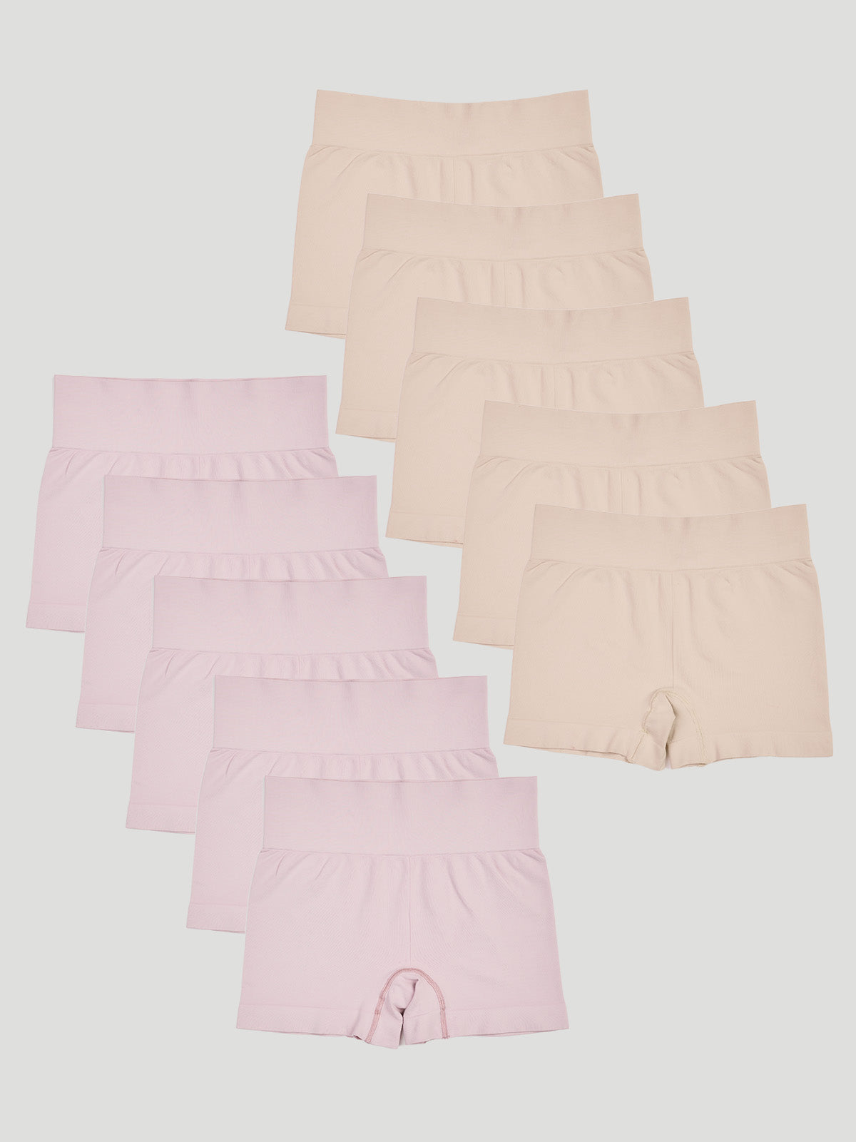 Kit com 10 Calcinhas Boxer Modeladora Sem Costura Premium (5 Bege e 5 Rose)