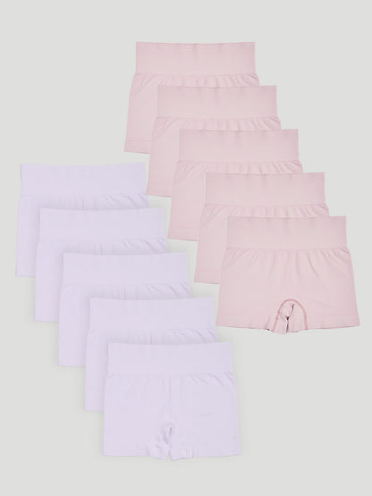 Kit com 10 Calcinhas Boxer Modeladora Sem Costura Premium (5 Branco e 5 Rose)