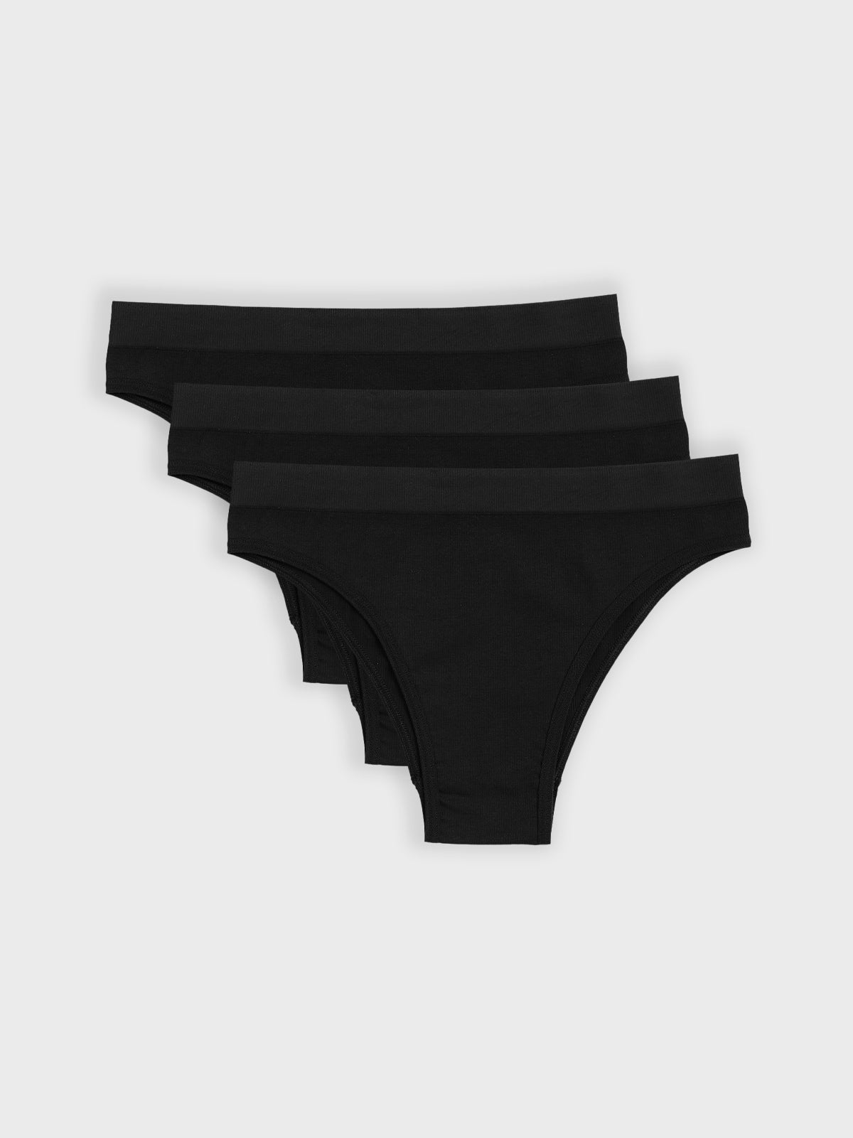 Kit com 3 Calcinhas Biquíni Canelado Sem Costura Premium Preto - R$59,97 cada