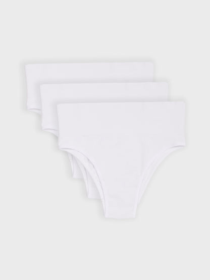 Kit com 3 Calcinhas Biquíni Redutora Canelado Sem Costura Premium Branco - R$85,63 cada