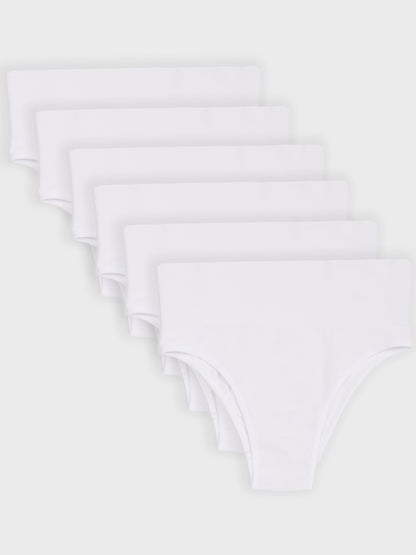 Kit com 6 Calcinhas Biquíni Redutora Canelado Sem Costura Premium Branco - R$80,98 cada