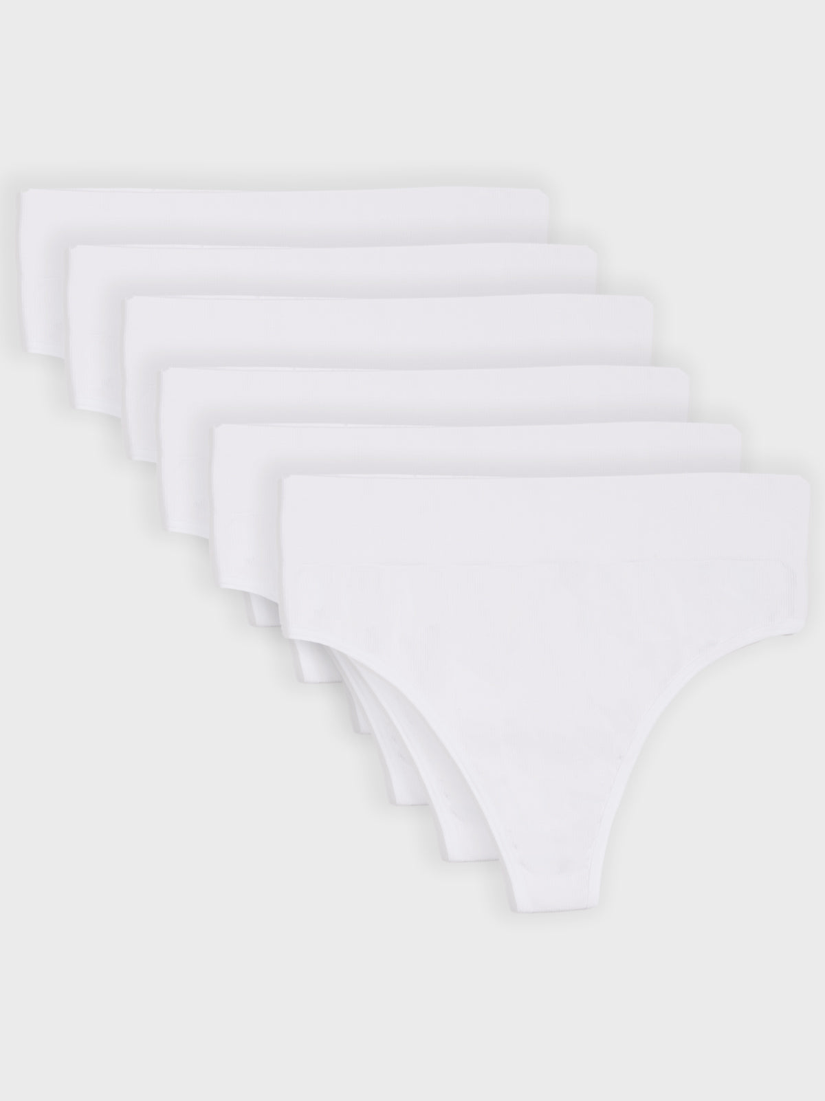 Kit com 6 Calcinhas Fio Dental Cintura Alta Canelado Sem Costura Premium Branco - R$59,98 cada