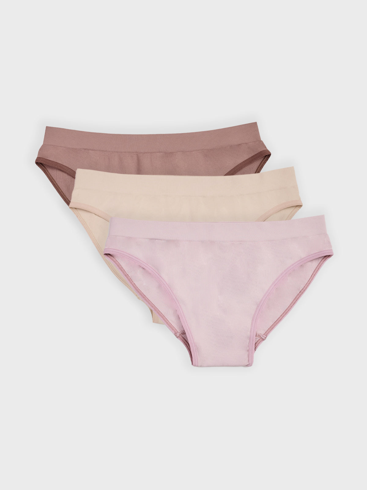 Kit com 3 Calcinhas Caleçon Sem Costura Premium (1 Bege, 1 Rose e 1 Marrom Cacau)