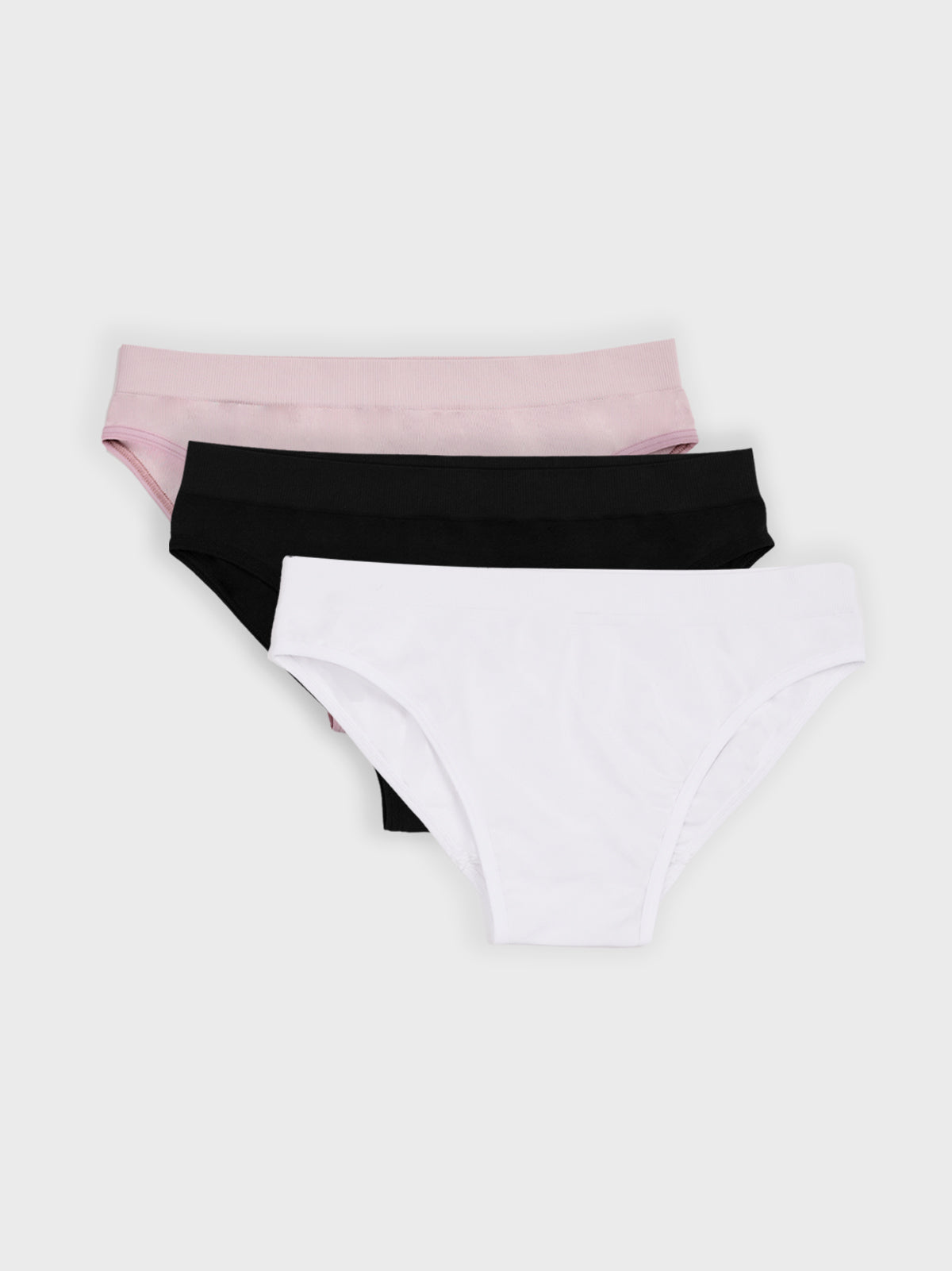 Kit com 3 Calcinhas Caleçon Sem Costura Premium (1 Branco, 1 Preto e 1 Rose)