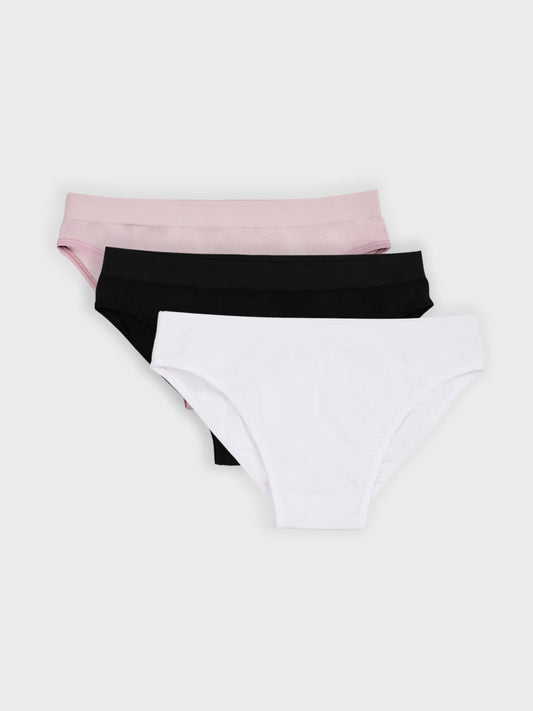 Kit com 3 Calcinhas Caleçon Sem Costura Premium (1 Branco, 1 Preto e 1 Rose)