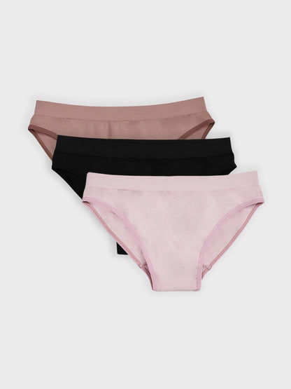 Kit com 3 Calcinhas Caleçon Sem Costura Premium (1 Preto, 1 Rose e 1 Marrom Cacau)