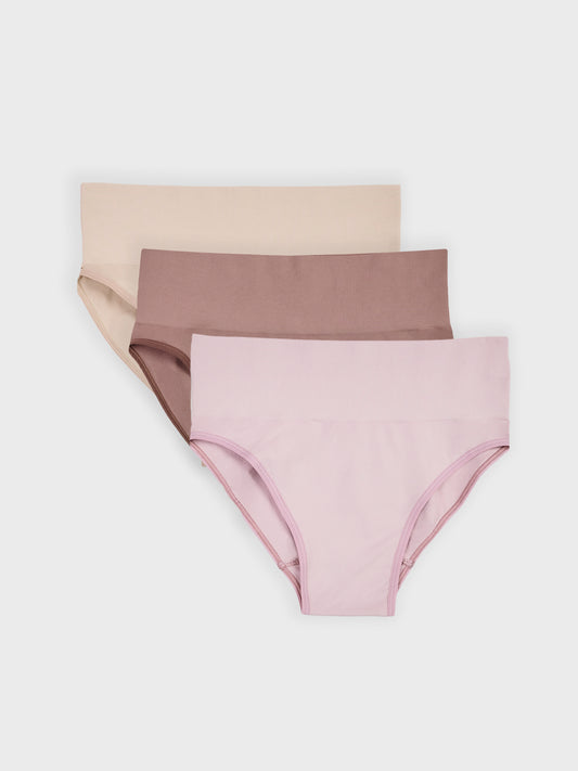 Kit com 3 Calcinhas Caleçon Redutora Sem Costura Premium (1 Bege, 1 Rose e 1 Marrom Cacau)