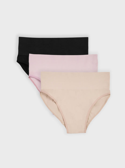 Kit com 3 Calcinhas Caleçon Redutora Sem Costura Premium (1 Preto, 1 Bege e 1 Rose)