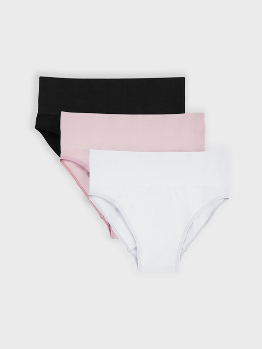 Kit com 3 Calcinhas Caleçon Redutora Sem Costura Premium (1 Branco, 1 Preto e 1 Rose)