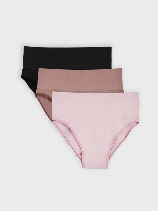 Kit com 3 Calcinhas Caleçon Redutora Sem Costura Premium (1 Preto, 1 Rose e 1 Marrom Cacau)