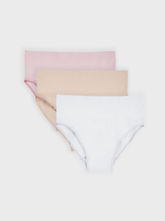 Kit com 3 Calcinhas Caleçon Redutora Sem Costura Premium (1 Branco, 1 Bege e 1 Rose)