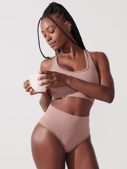 Conjunto Sutiã Modelador + Calcinha Biquíni Redutora Premium Marrom Cacau