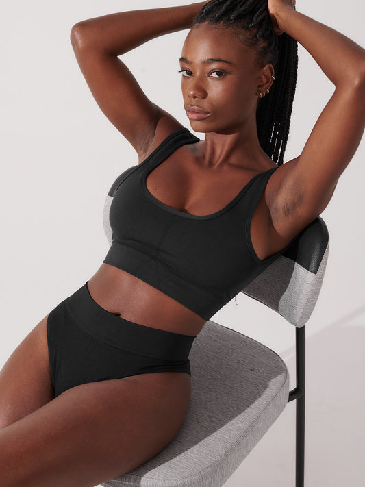 Conjunto Sutiã Modelador + Calcinha Biquini Cintura Alta Premium Preto