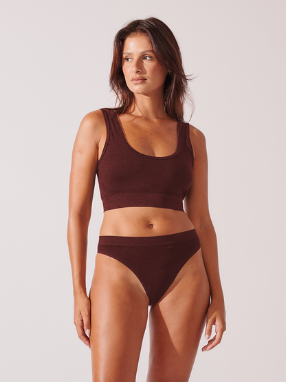 Conjunto Sutiã Modelador + Calcinha Fio Dental Premium Marrom Café