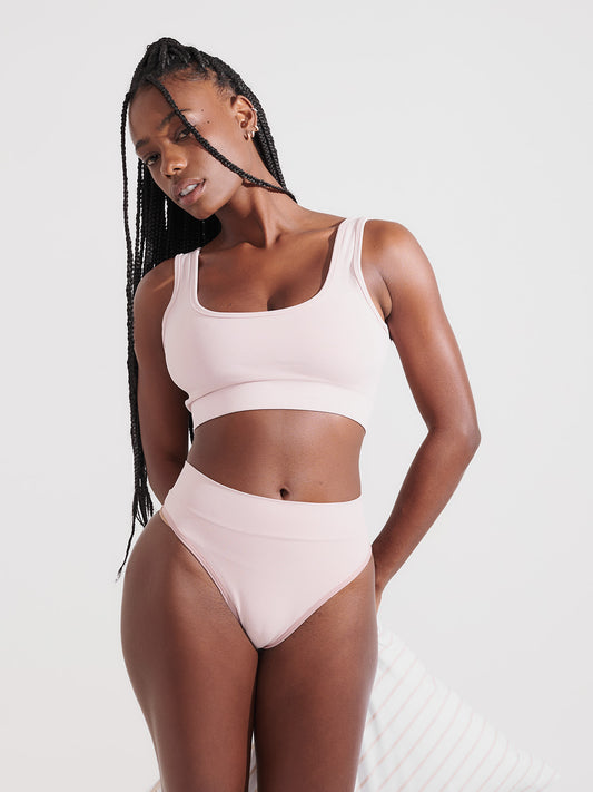 Conjunto Sutiã Modelador + Calcinha Fio Dental Cintura Alta Premium Rose