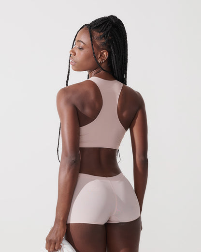 Conjunto Sutiã Nadador Invísivel + Calcinha Boxer Boyshort Segunda Pele Rose