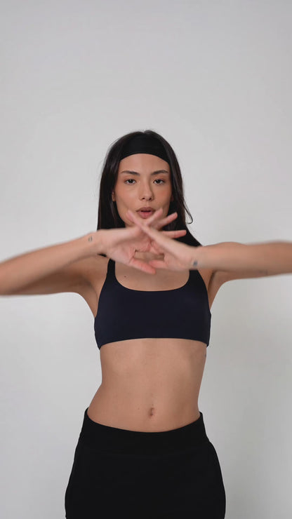 Top Fitness Média Compressão com Costas Cruzadas Preto