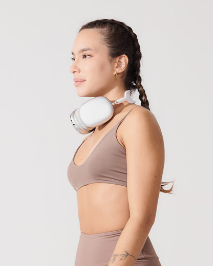 Top Slim Fitness com Alças Finas Marrom Cacau