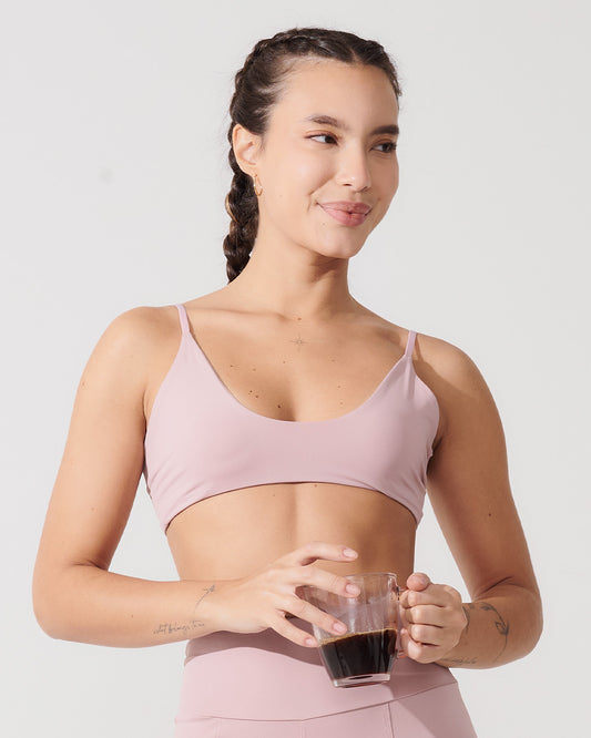 Top Slim Fitness com Alças Finas Rose