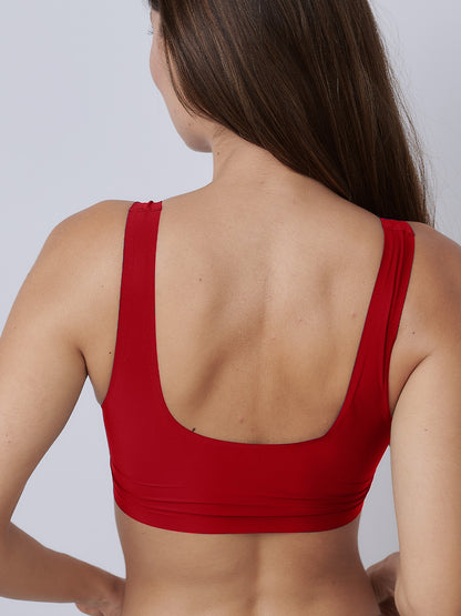 Sutiã Regata Invisível Sem Costura com Bojo Removível Vermelho