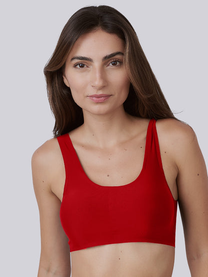Sutiã Regata Invisível Sem Costura com Bojo Removível Vermelho