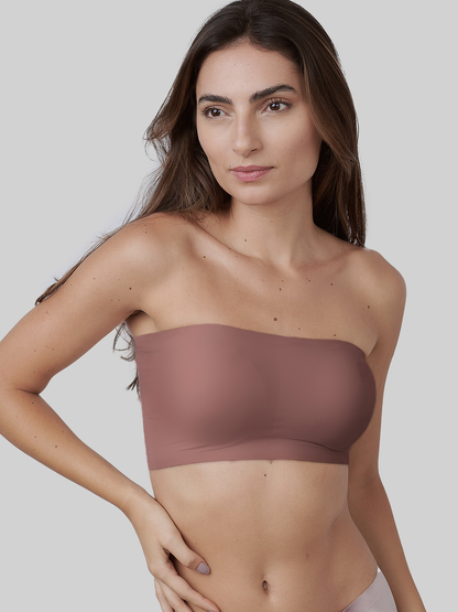 Top Faixa Sem Costura com Bojo Removível Marrom Cacau
