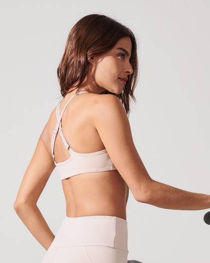 Top Fitness Média Compressão com Costas Cruzadas Bege