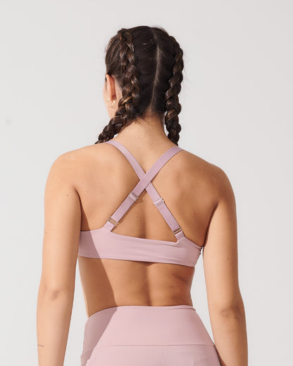 Top Fitness Média Compressão com Costas Cruzadas Rose