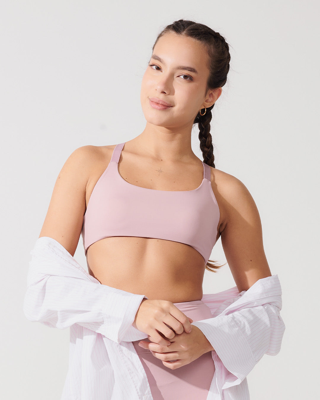 Top Fitness Média Compressão com Costas Cruzadas Rose