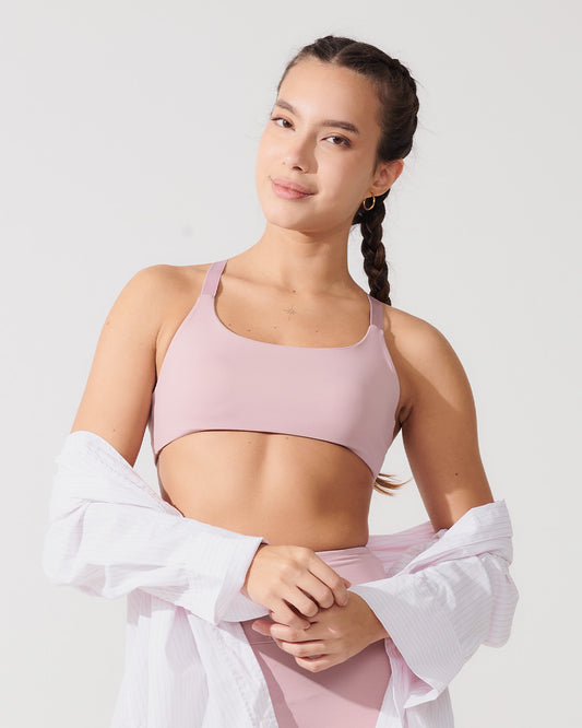 Top Fitness Média Compressão com Costas Cruzadas Rose