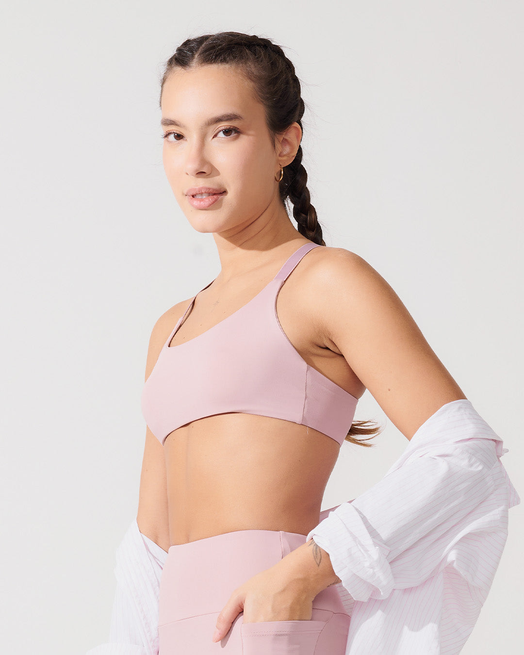 Top Fitness Média Compressão com Costas Cruzadas Rose