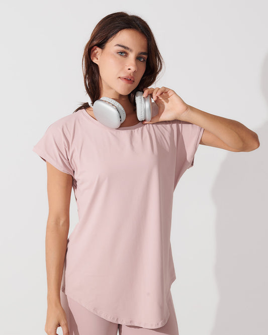 T-Shirt Essencial Alongada Rose