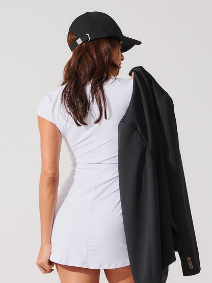 Vestido Essencial com Manga Curta e Gola Clássica Branco