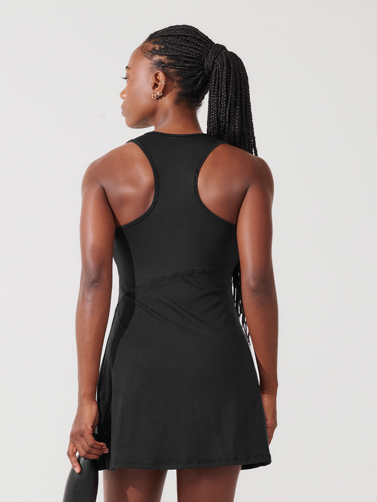 Vestido Fitness Plissado com Shorts e Costas Nadador Preto