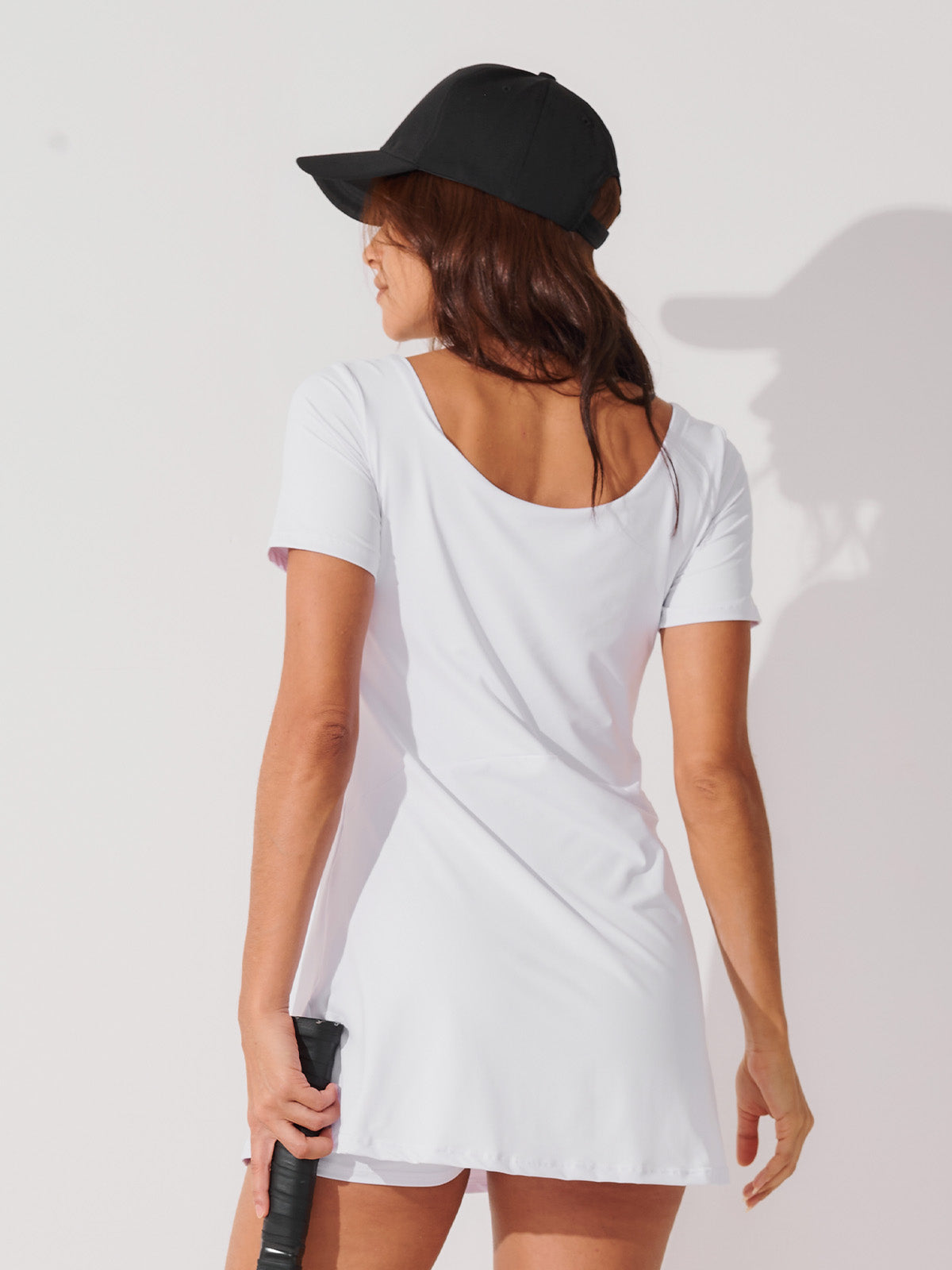 Vestido Fitness com Manga Curta e Shorts Branco