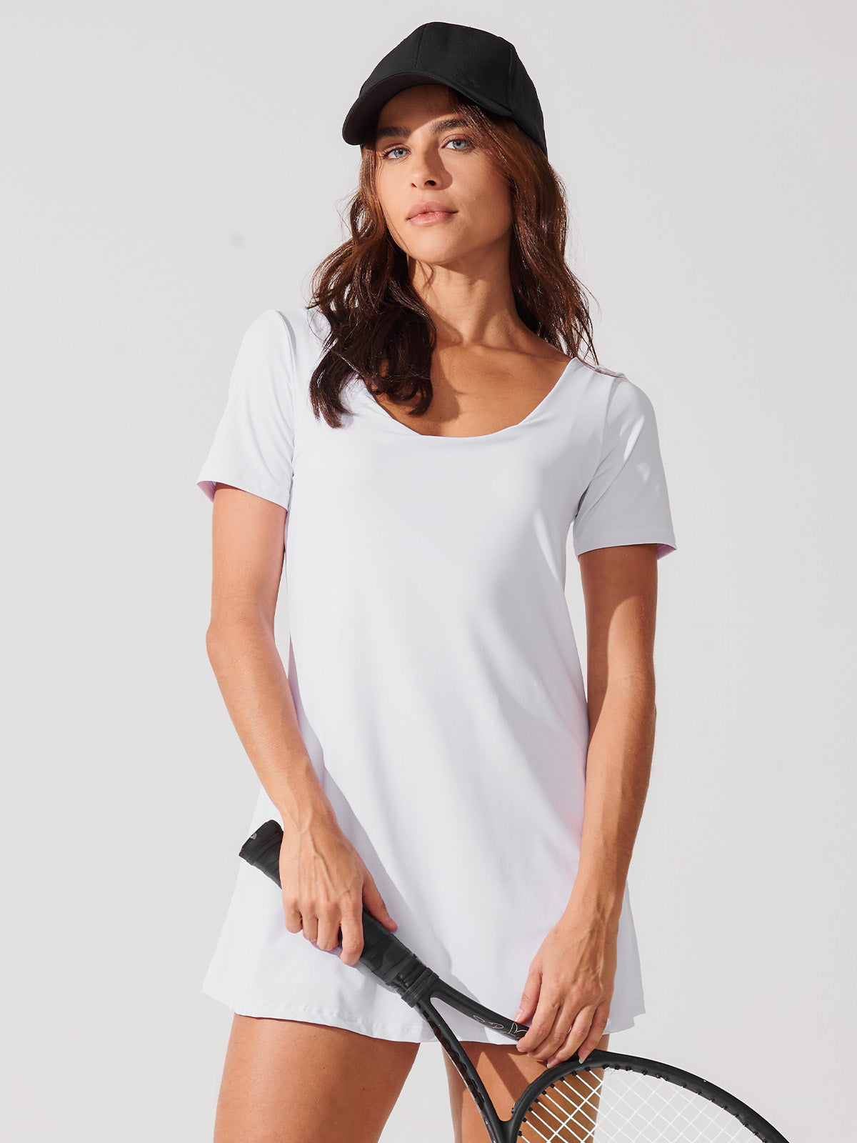 Vestido Fitness com Manga Curta e Shorts Branco